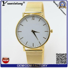 YXL-793 2016 moda relógio Women′s Genebra ouro tom malha banda rodada Dial analógico Quartz relógio de pulso